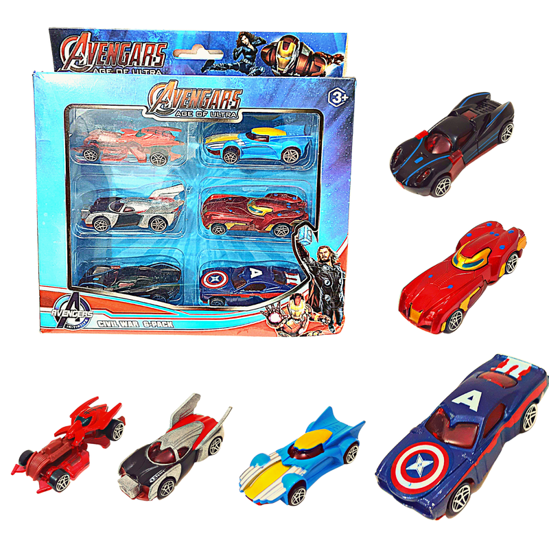 Metal Die Cast Car for Kids Toys Mini Diecast Small Set (6 Avengers Cars)