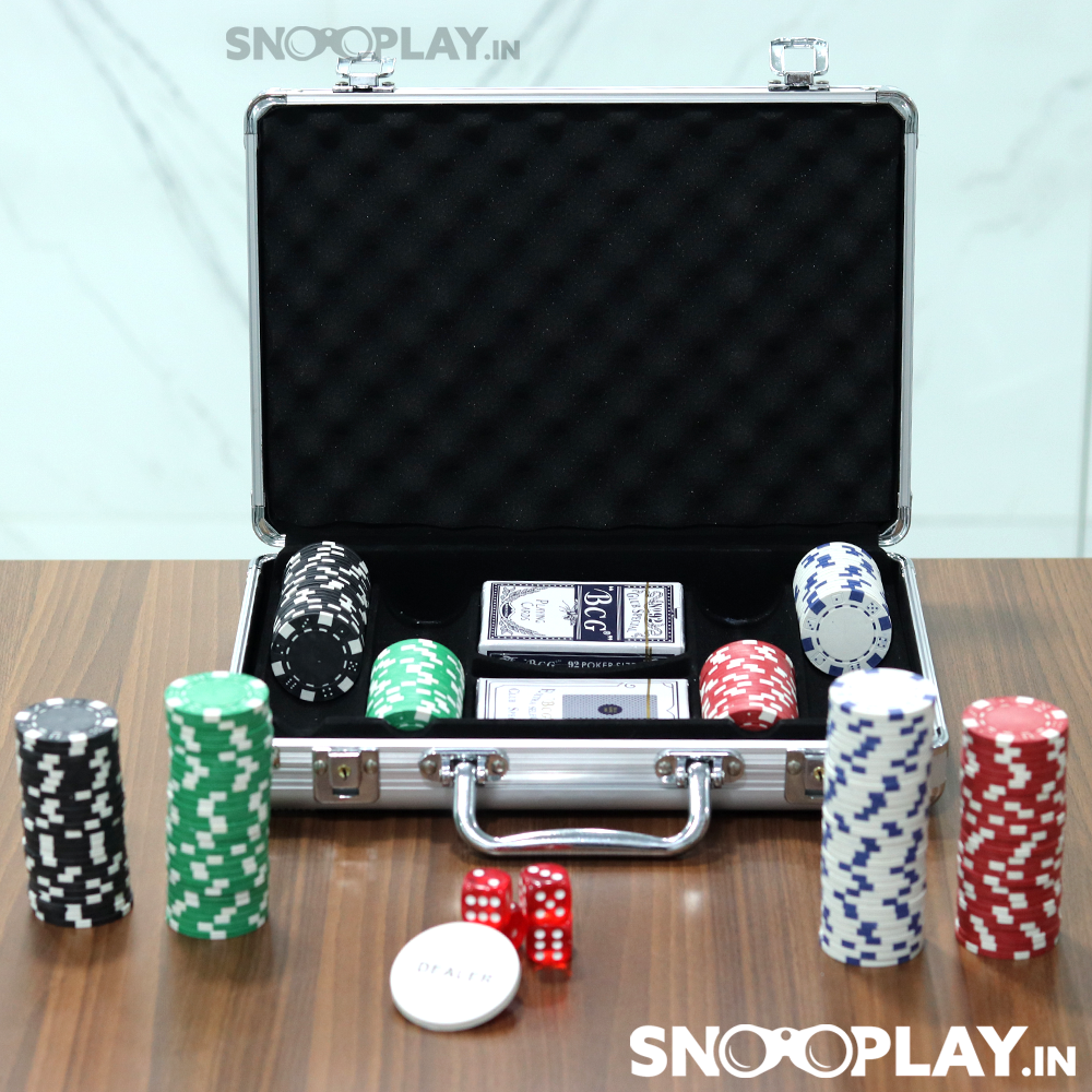 Poker Set, Luxury Poker Chips and Poker Cards Set with Wooden