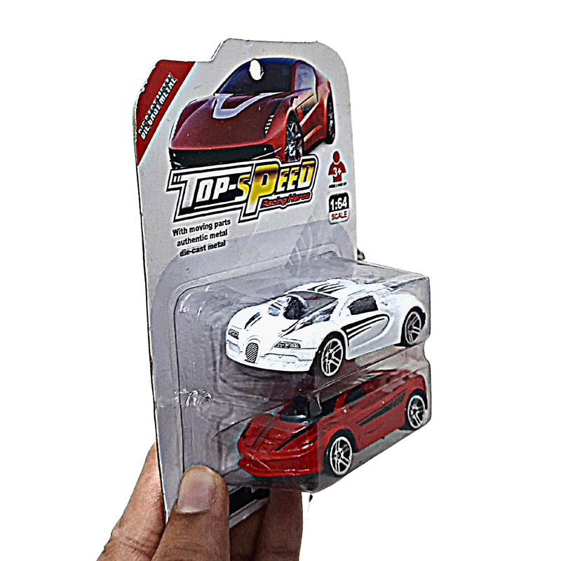 Mini Diecast Car Small Set - (2 Pcs White & Red)