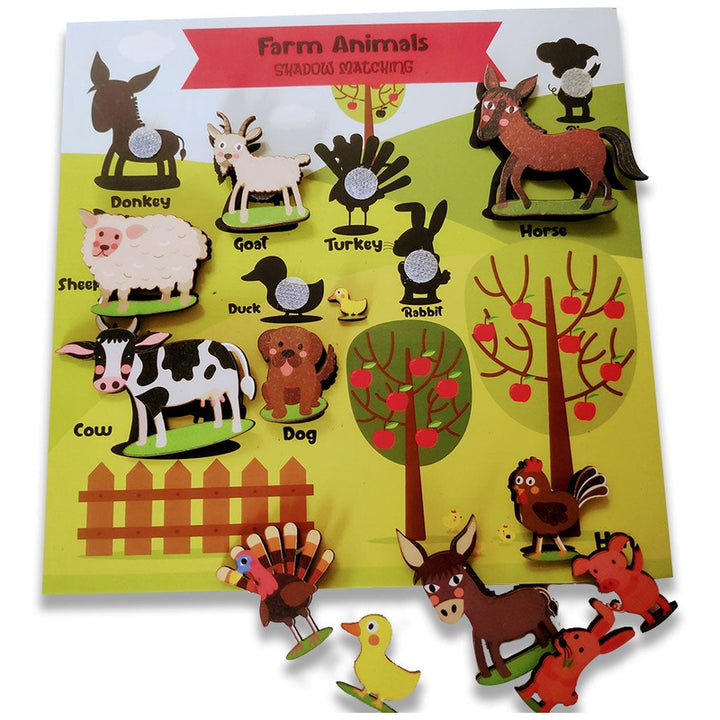 Farm Animals Shadow Matching Activity Board