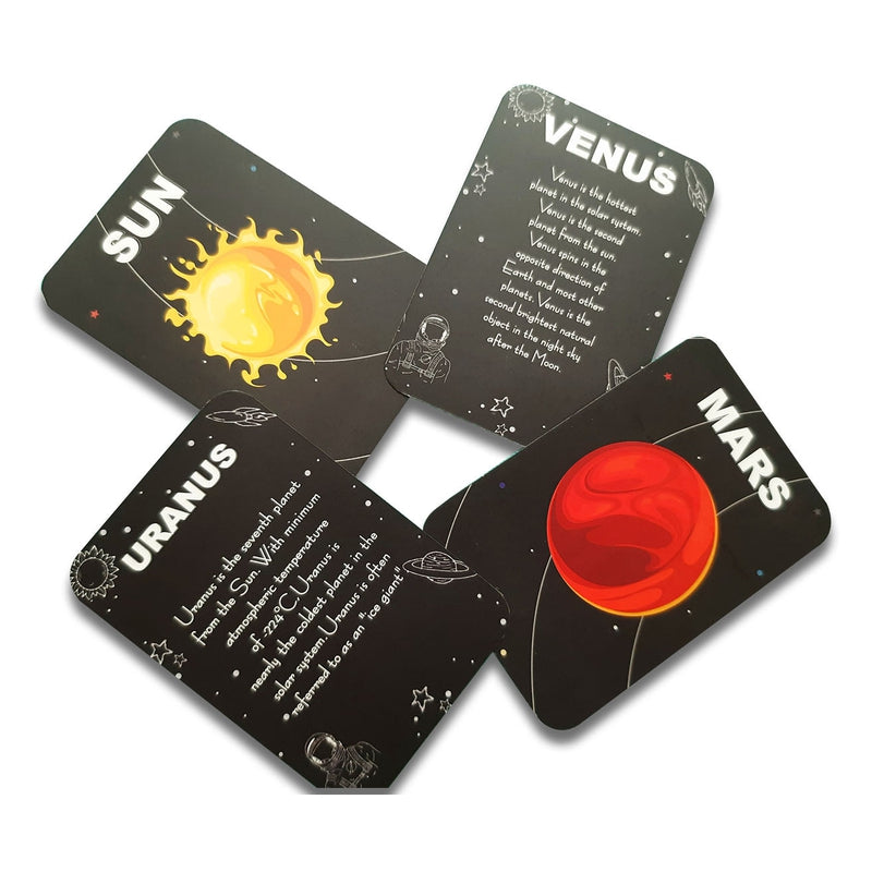 Solar System Flashcard with Space Board Activity (Contain Wooden Planets)