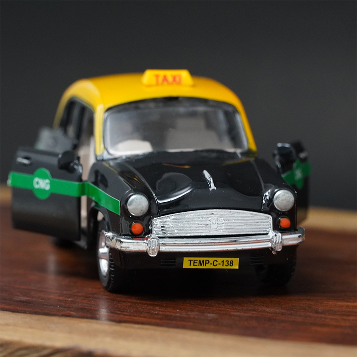 Ambassador Taxi Pull Back Toy Car (With Opening Doors)