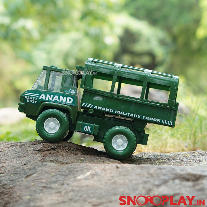 Anand Army Toy Truck (Friction Powered Truck With Moving Carrier Top)