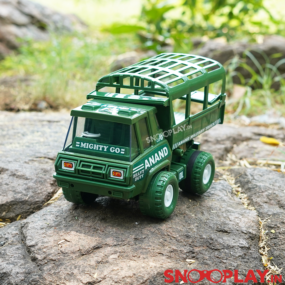 Anand Army Toy Truck (Friction Powered Truck With Moving Carrier Top)