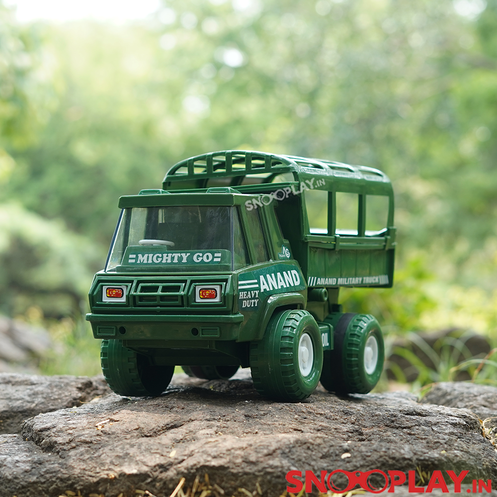 Anand Army Toy Truck (Friction Powered Truck With Moving Carrier Top)