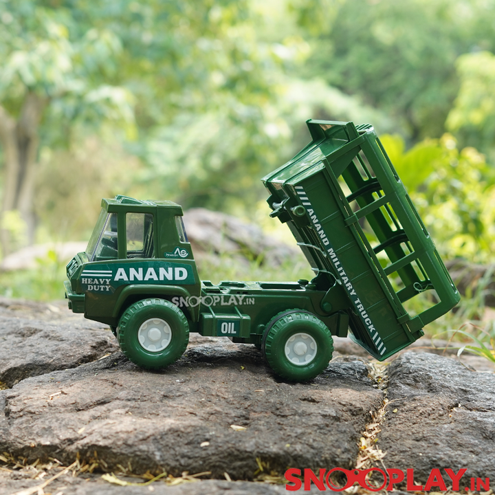 Anand Army Toy Truck (Friction Powered Truck With Moving Carrier Top)