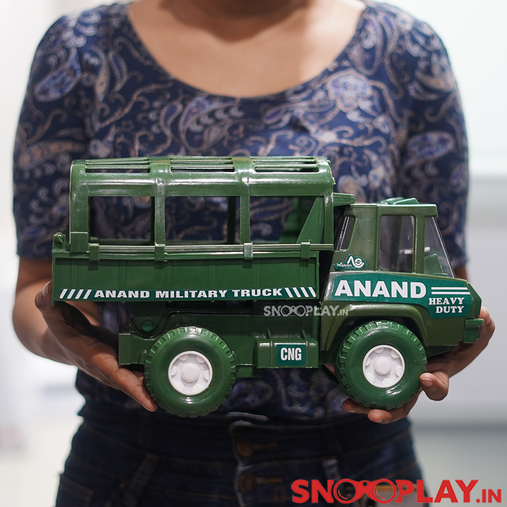 Anand Army Toy Truck (Friction Powered Truck With Moving Carrier Top)