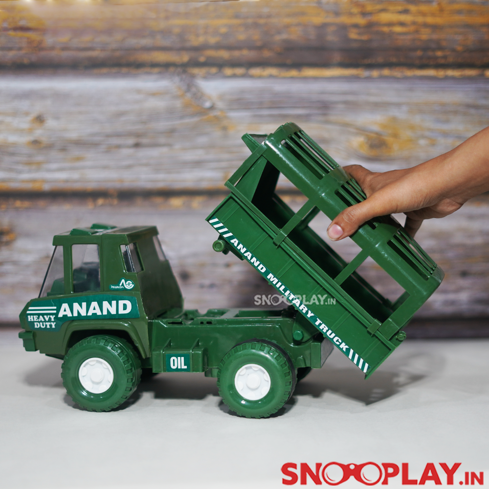 Anand Army Toy Truck (Friction Powered Truck With Moving Carrier Top)