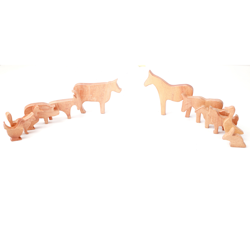 Wooden Farm Animals Toys (Set of 13)