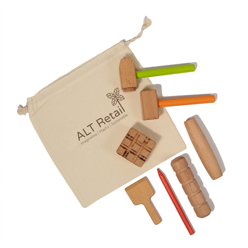 Wooden Stamping Kit for Play Dough