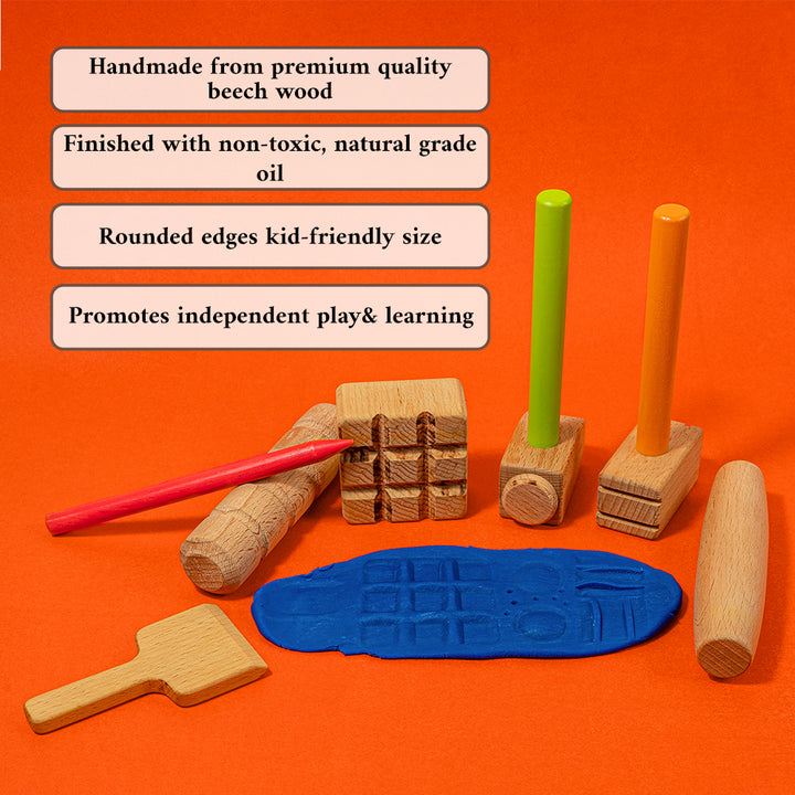 Wooden Stamping Kit for Play Dough