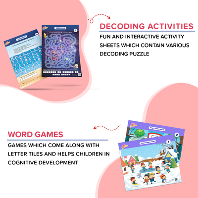 Brain Development with Free App with 25 Riddles,9 Decoding Activities, Crossword Puzzles,100+ Letter Tiles (103 Pieces)
