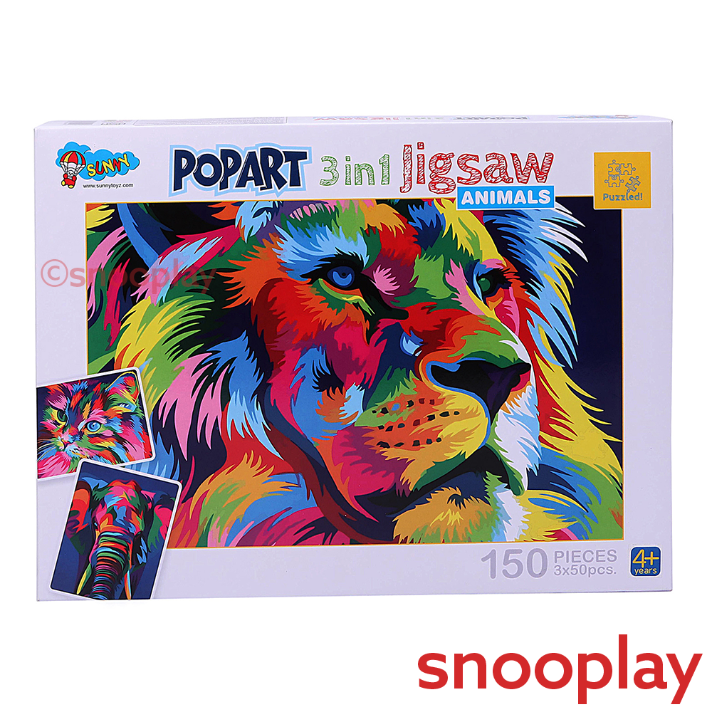 3 in 1 Pop Art Jigsaw Puzzle for Kids (3 Different Puzzles in 1 Set ...