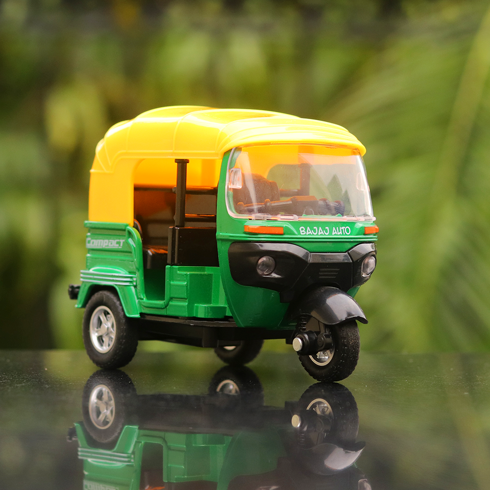 Diecast Pull Back Auto Rickshaw (Assorted Colours)