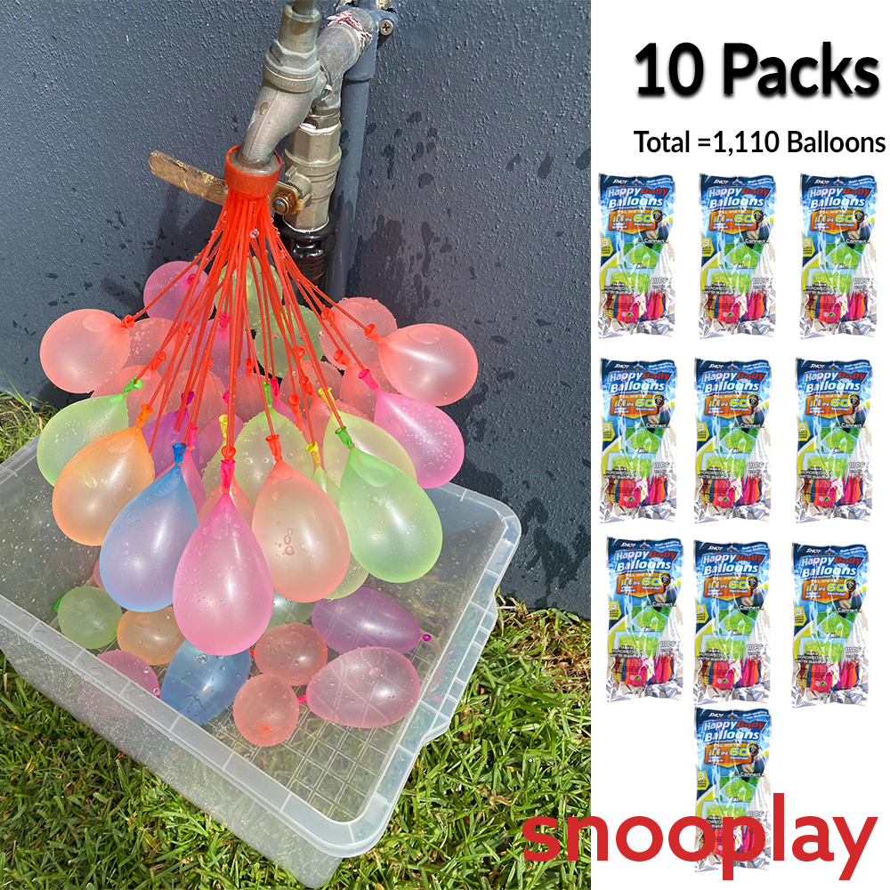 Auto Fill & Tie Bunch Holi Water Balloons (10 Packets)  - Total 1110 Balloons