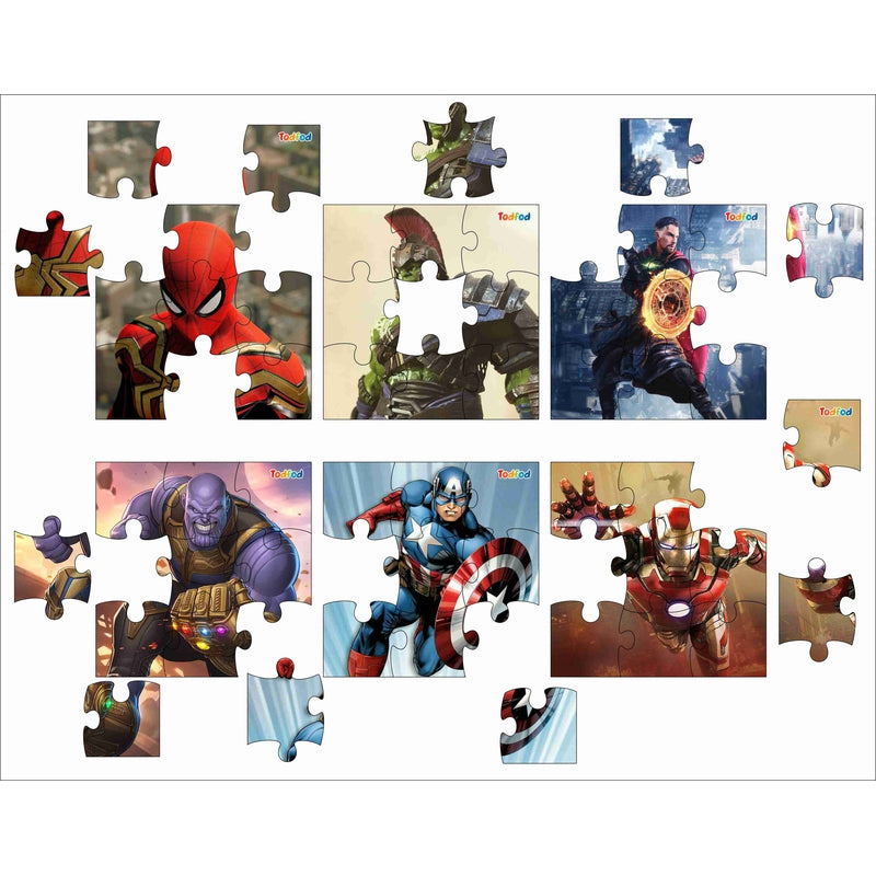 Wooden Jigsaw Puzzles Toy for Kids & Children,  Marvel Avengers & Friends 54 Pieces 6 in 1 Jigsaw Puzzles, Anime Cartoon Character