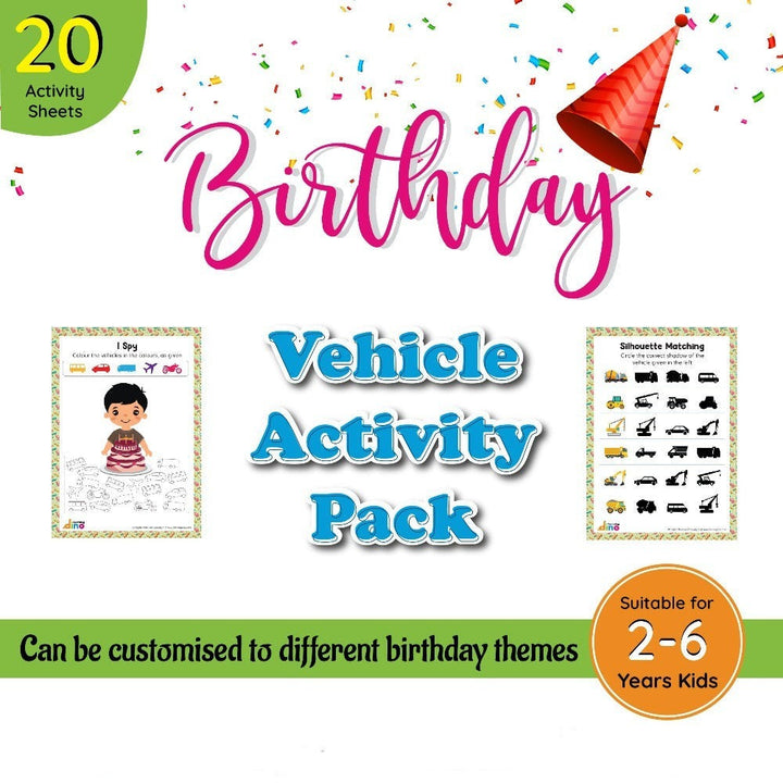 10 Packs of Birthday Theme Vehicle Activity Kit