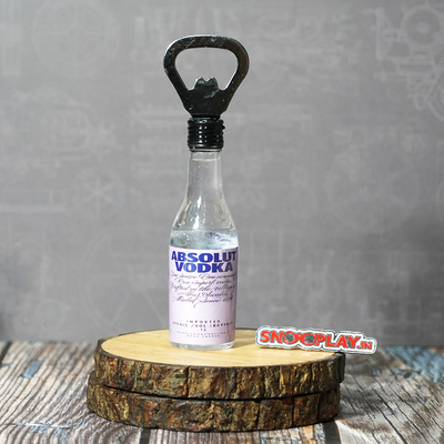 A great party essential item, liquor bottle opener fridge magnet on the absolute vodka bottle.