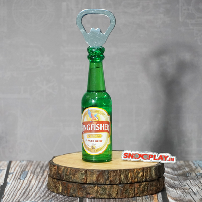 Kingfisher Liquor bottle opener fridge magnet of height approx 4.8 inches.