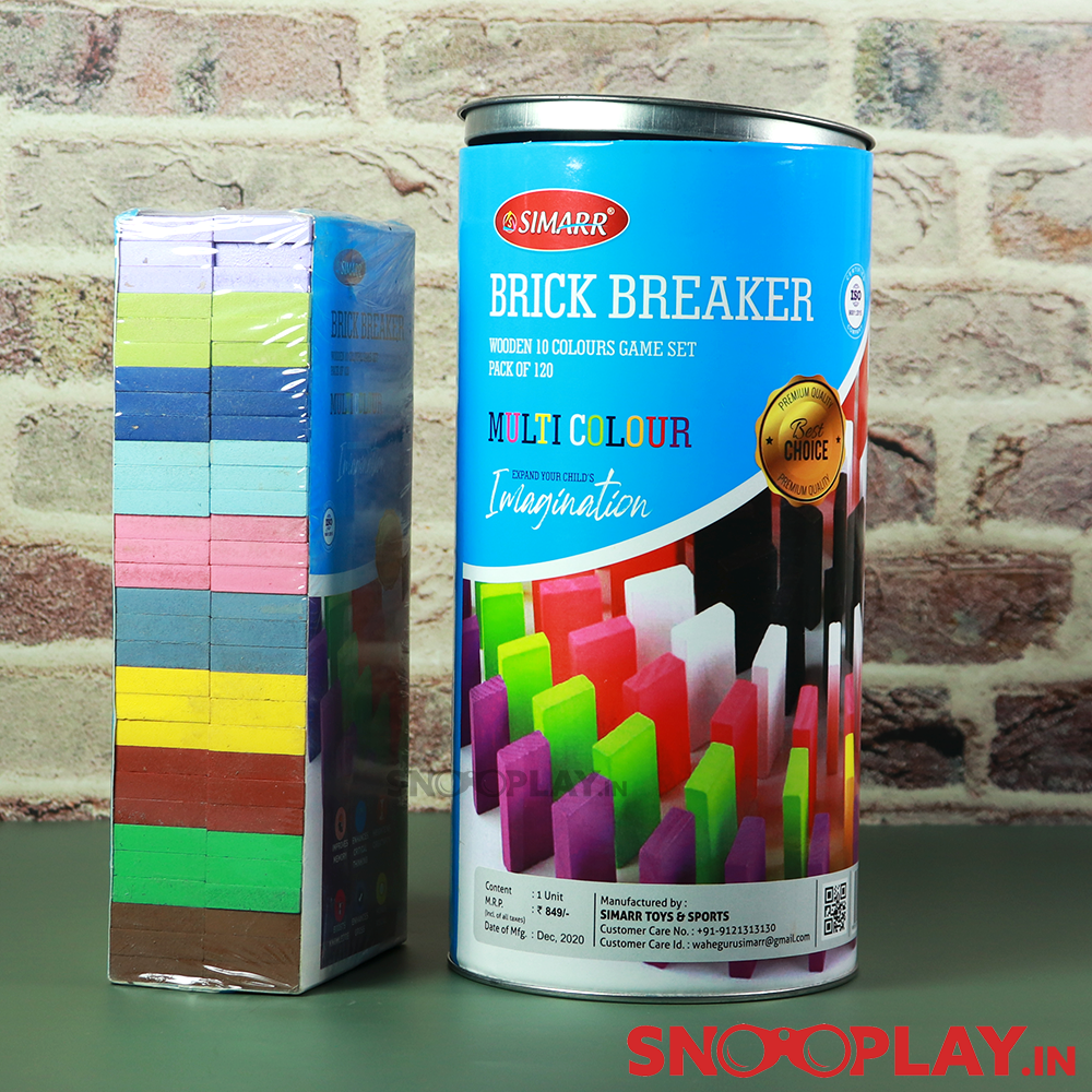 Brick Breaker (Wooden Dominos) Multi coloured- Pack of 120 pieces