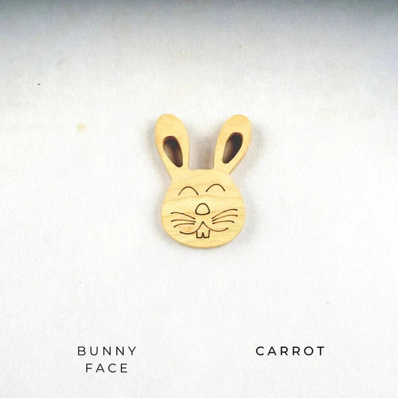 Neem Wood Teether - Bunny Face + Carrot