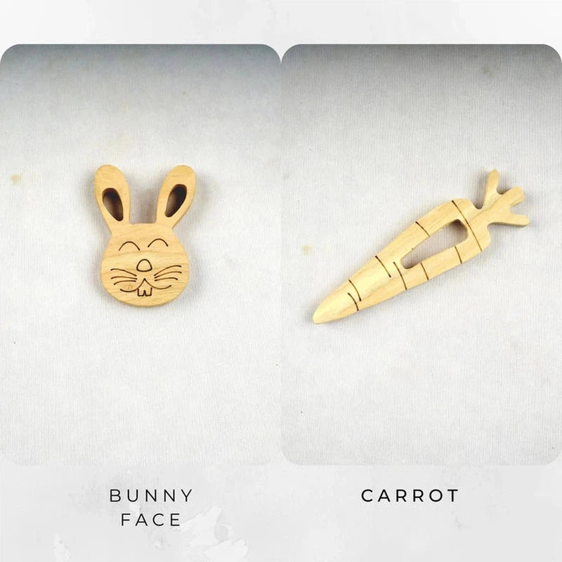 Neem Wood Teether - Bunny Face + Carrot