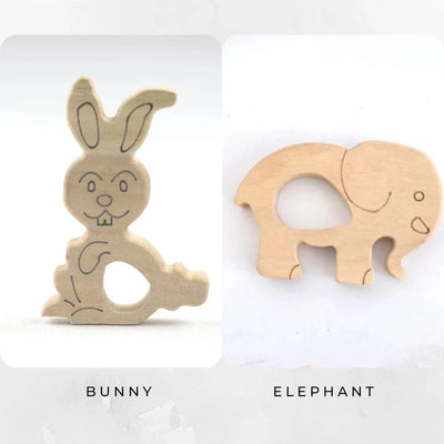 Neem Wood Teether - Bunny + Elephant