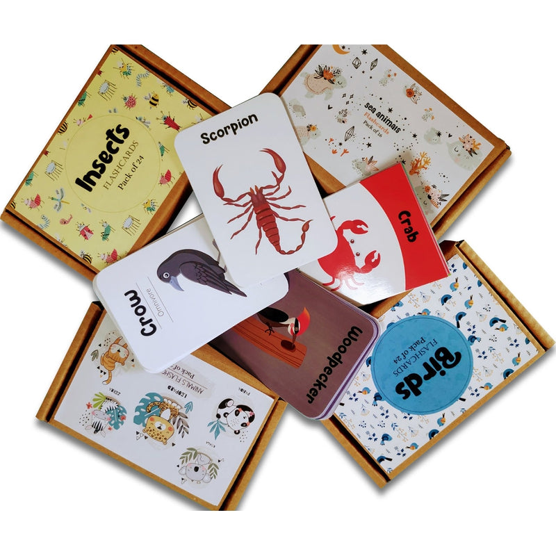 Animals World Flashcards Combo Pack (animals, birds, insects and sea animals)