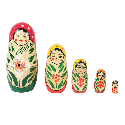 Wooden Russian Nesting Dolls Set for Kids - Set of 5 pcs