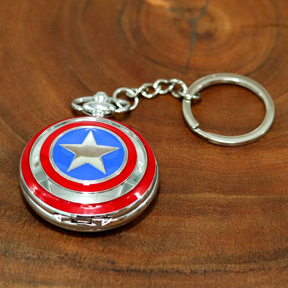 Ideal for gifting to all the captain america fans, this pocket watch with vintage keychain.