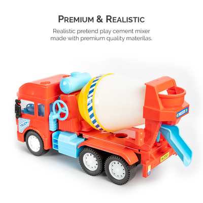 Friction Powered Realistic Cement Mixer Truck Toy - Assorted Colours