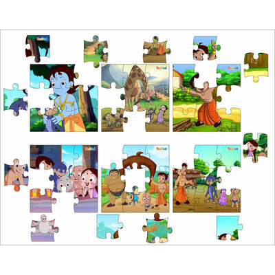 Wooden Jigsaw Puzzles Toy for Kids & Children, Chhota Bheem & Friends 54 Pieces 6 in 1 Jigsaw Puzzles, Anime Cartoon Character