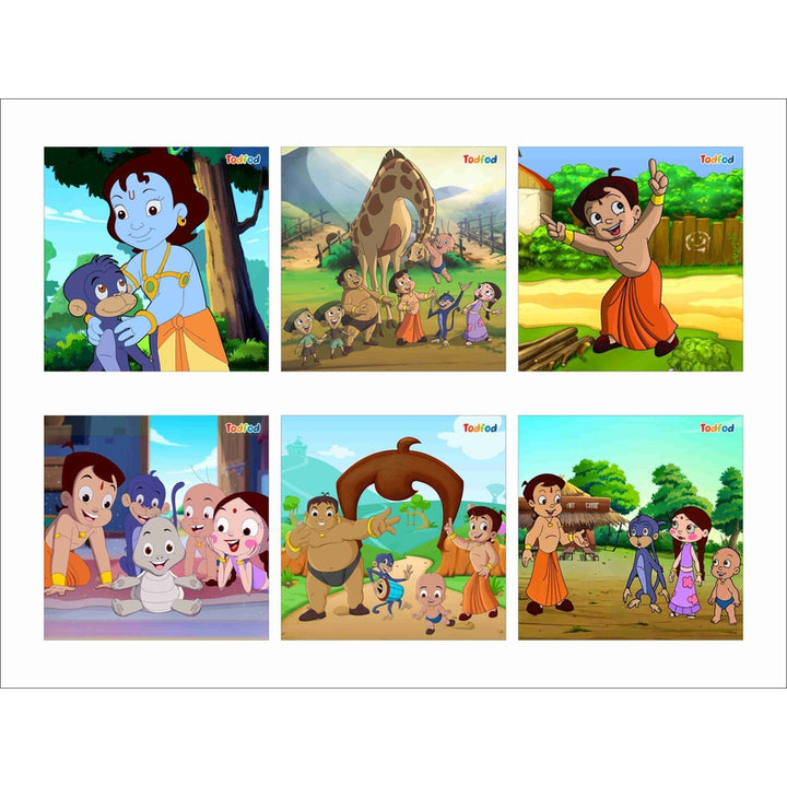 Wooden Jigsaw Puzzles Toy for Kids & Children, Chhota Bheem & Friends 54 Pieces 6 in 1 Jigsaw Puzzles, Anime Cartoon Character