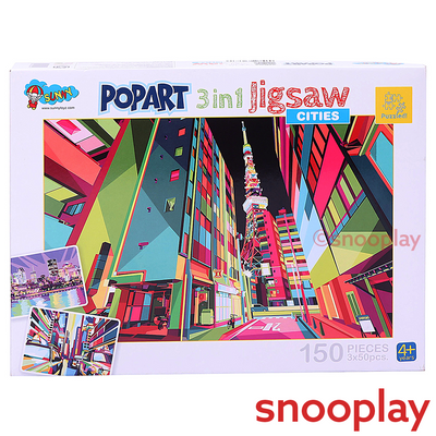 3 in 1 Pop Art Jigsaw Puzzle for Kids (3 Different Puzzles in 1 Set)