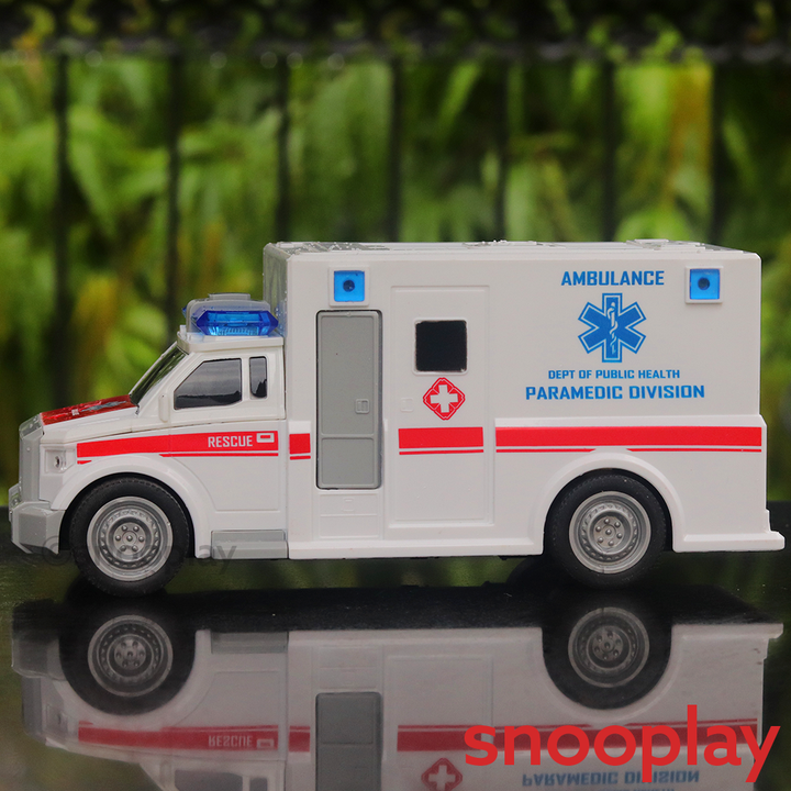 Ambulance Toy Car with Openable Doors, Light & Sound (Battery Operated)