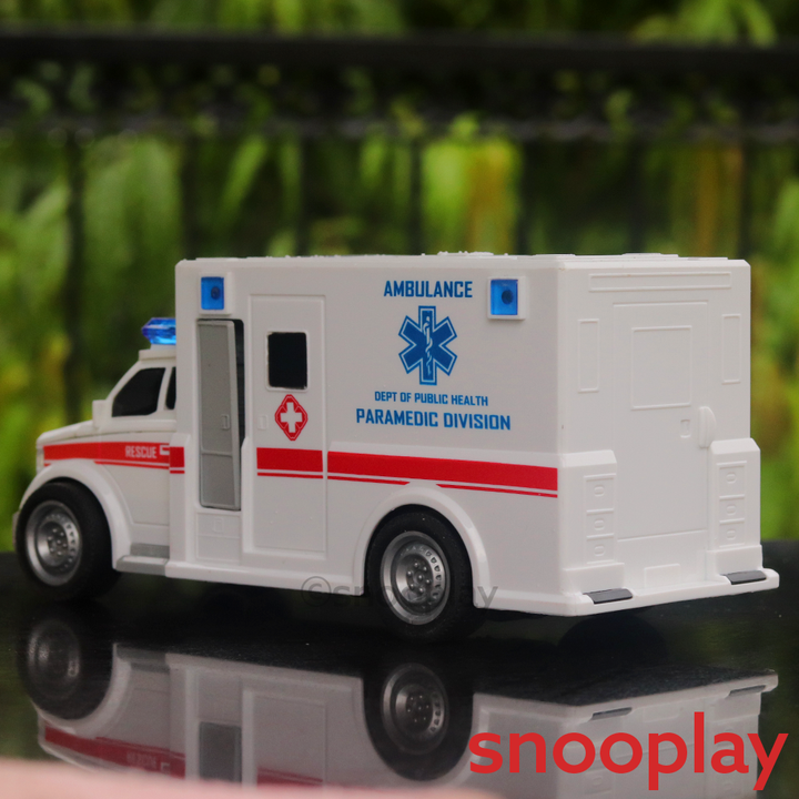 Ambulance Toy Car with Openable Doors, Light & Sound (Battery Operated)