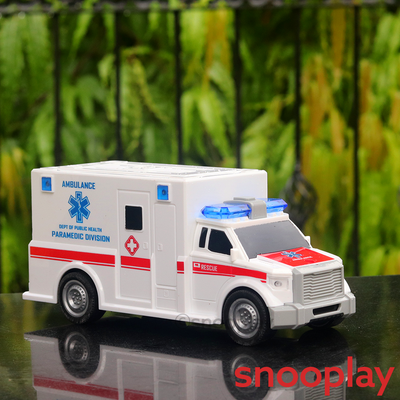 Ambulance Toy Car with Openable Doors, Light & Sound (Battery Operated)