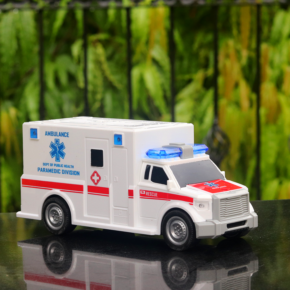 Ambulance Toy Car with Openable Doors, Light & Sound (Battery Operated)