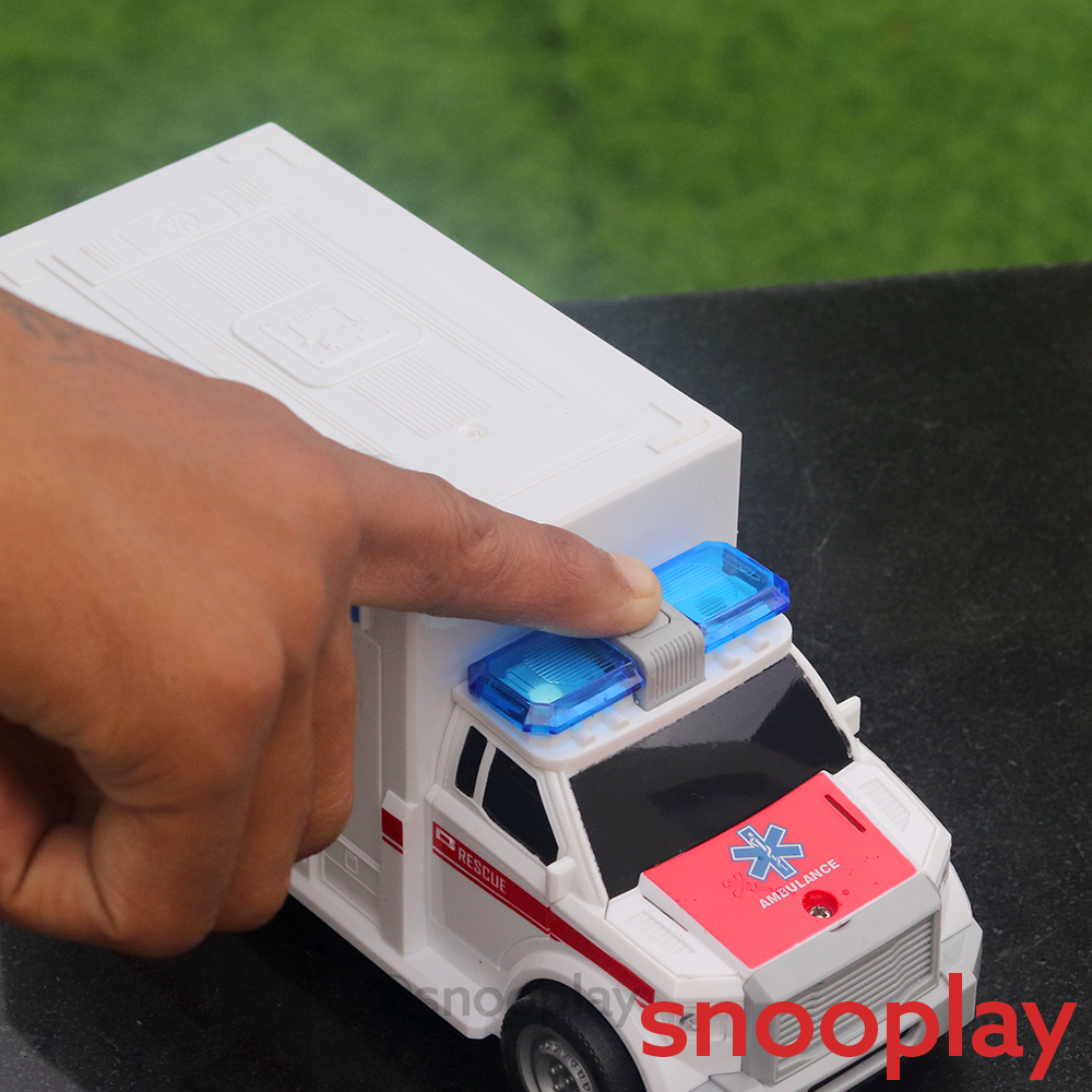 Ambulance Toy Car with Openable Doors, Light & Sound (Battery Operated)