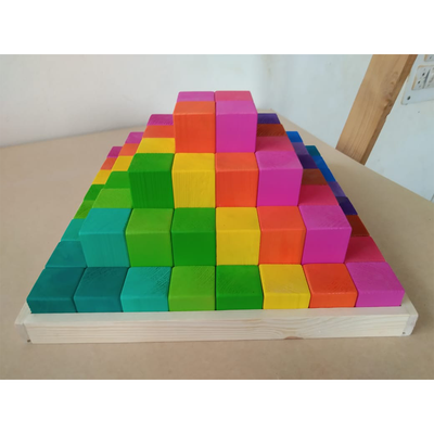 Wooden Rainbow Blocks (Set of 64) for Kids