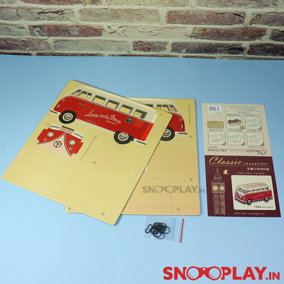 DIY Classic Vintage Red Tour Bus Puzzle and Organiser