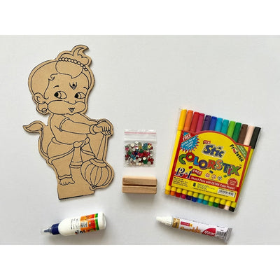 DIY  - Colouring Wooden Lord Hanuman Activity Box