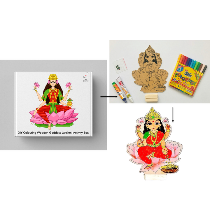 DIY Colouring Wooden Goddess Lakshmi Activity Box