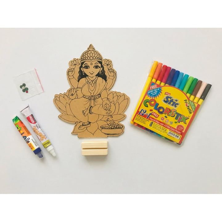 DIY Colouring Wooden Goddess Lakshmi Activity Box