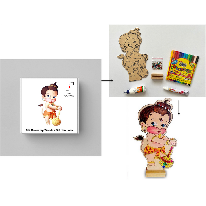 DIY  - Colouring Wooden Lord Hanuman Activity Box