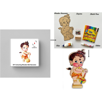 DIY  - Colouring Wooden Lord Hanuman Activity Box