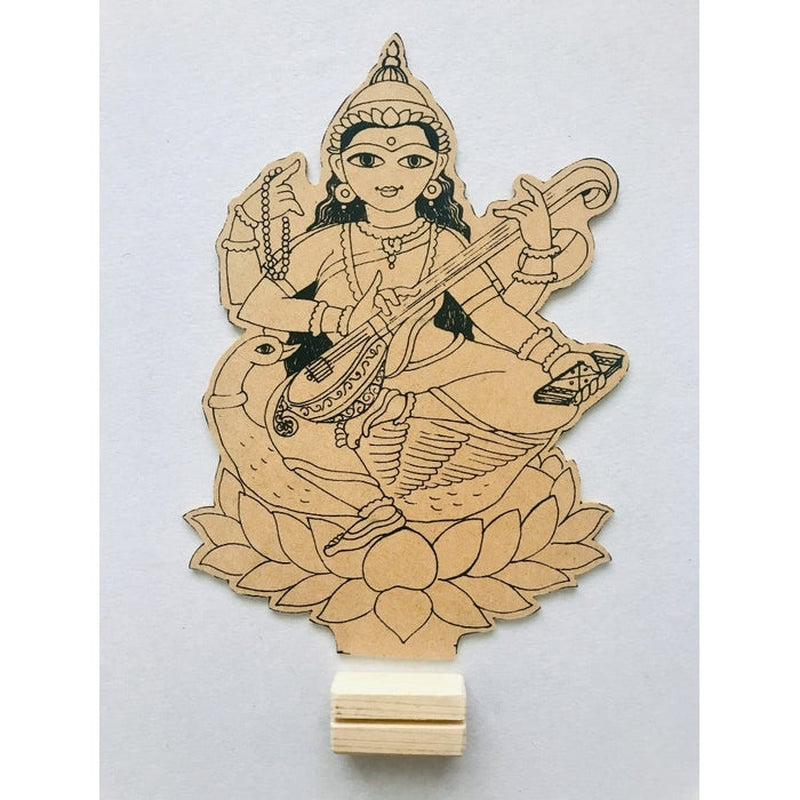 DIY Colouring Wooden Goddess Saraswati Activity Box