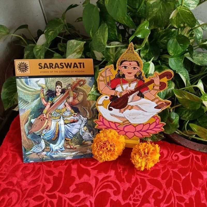 DIY Colouring Wooden Goddess Saraswati Activity Box