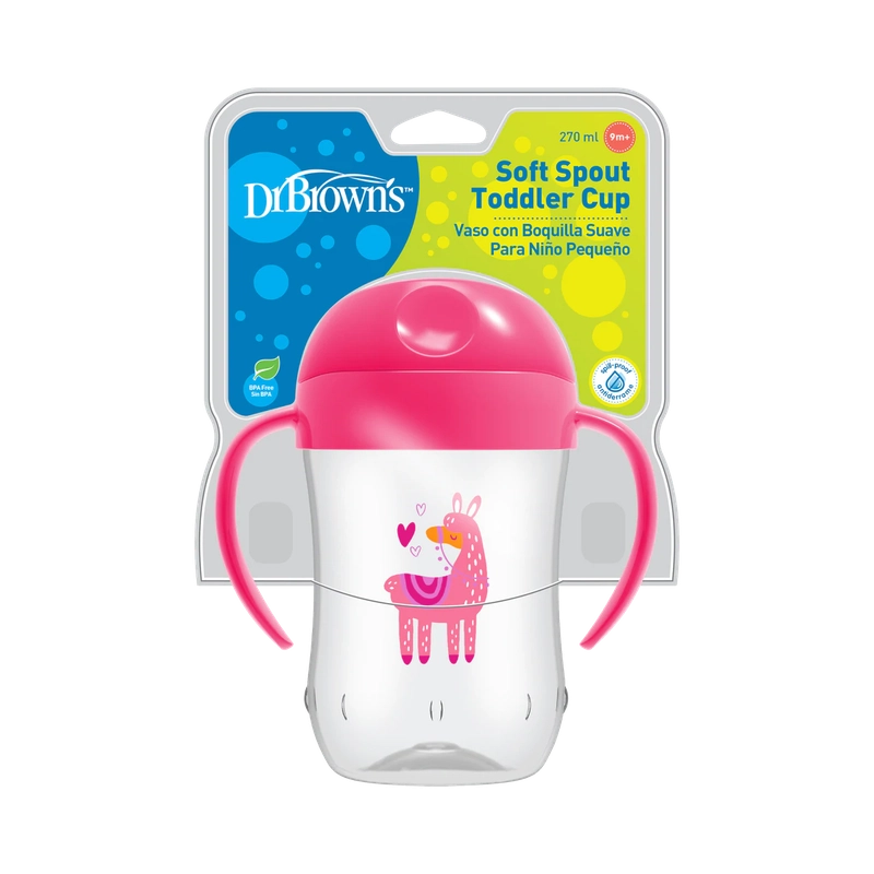 Feeding & Weaning Sipper Soft-Spout Toddler Cup W/ Handles - Pink Llama Deco