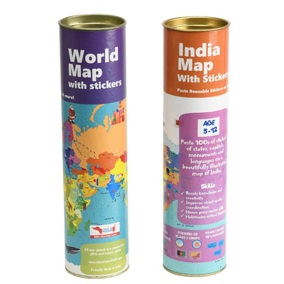 Around The World Geography Maps Combo Pack- Set of 2 Maps